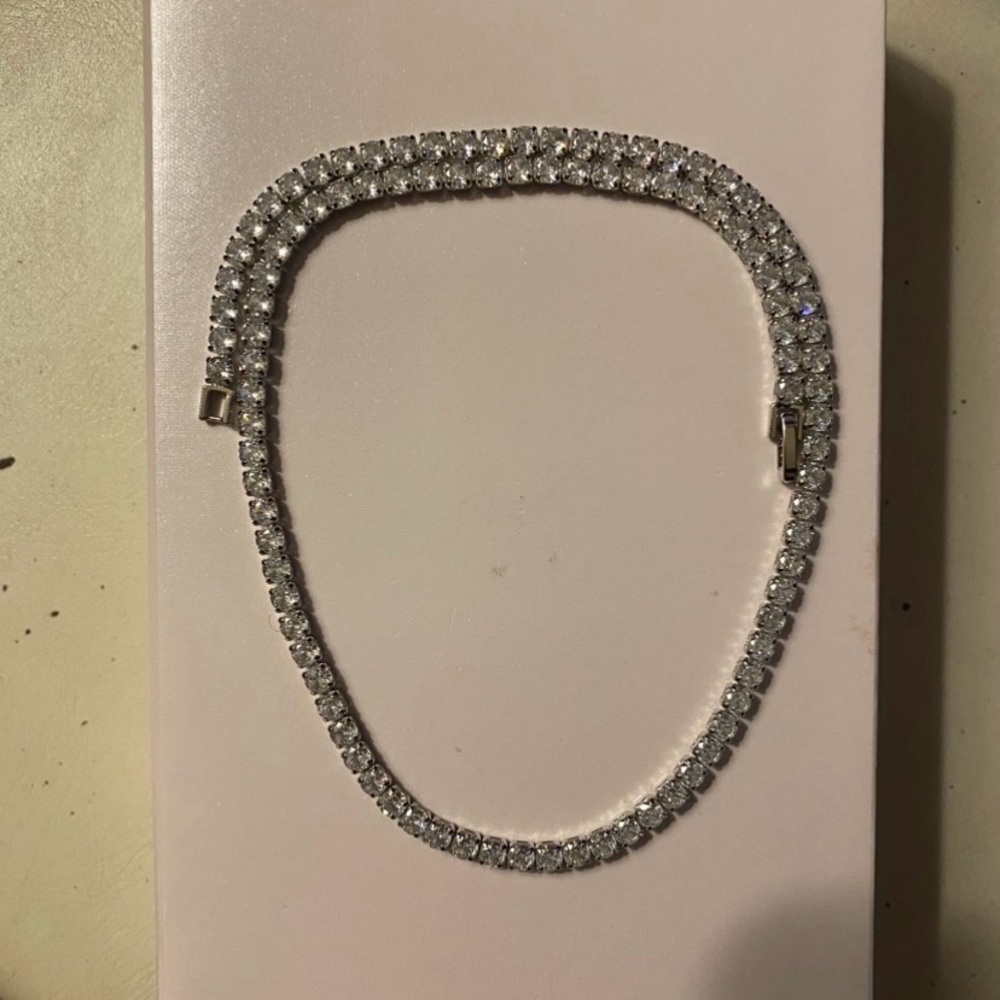 17CT Round Cut Lab Created Diamond Tennis Necklace 925 Sterling Silver